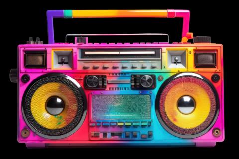 Picture of a colorfully painted portable stereo