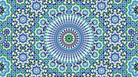 a colorful graphic of Somali blue geometric patterns