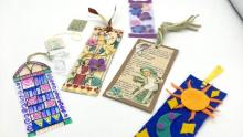 bookmarks made of different craft materials: paper. felt, collage