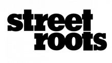 Street Roots' logo in black text on white background