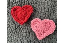 2 crocheted hearts