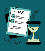 Tax clip board hour glass