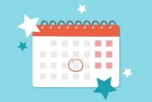 Illustration of a calendar with a date circled in red ink