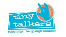 Logo in blue and orange for Tiny Talkers