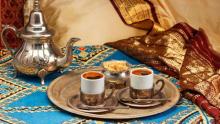 photo of coffee and snacks in Somali traditional servingware