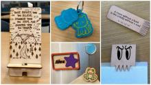 Photo collage of 4 different glowforge creations.