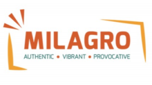 Logo for Milagro Theater reading: Milagro: Authentic, Vibrant, Provocative