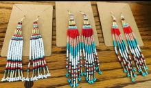 Photo of brick-stitch beaded earrings created by Natalie Mitchell