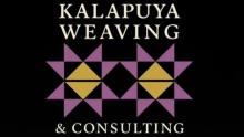 Logo with weaving pattern and the words Kalapuya Weaving & Consulting