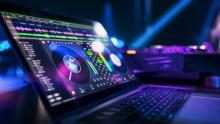 Photo of a laptop with mixing software