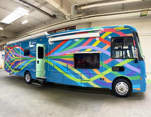 New multi-colored mobile library the size of an RV