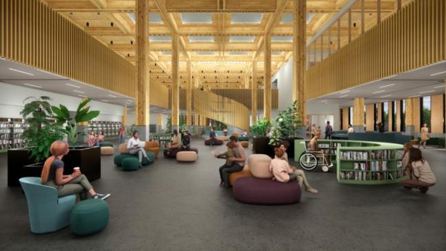 East County Library concept design shows the indoor living room