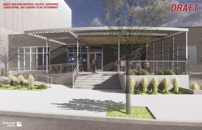 Draft rendering of entryway to new Northwest Library